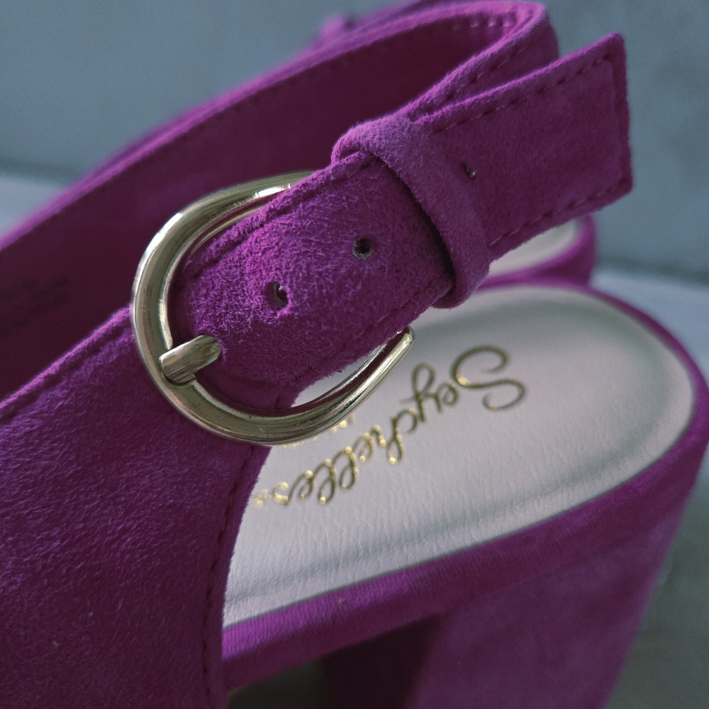 Seychelles EUC Slingback Chunky Heels 8.5 Purple Magenta - Picture 8 of 16